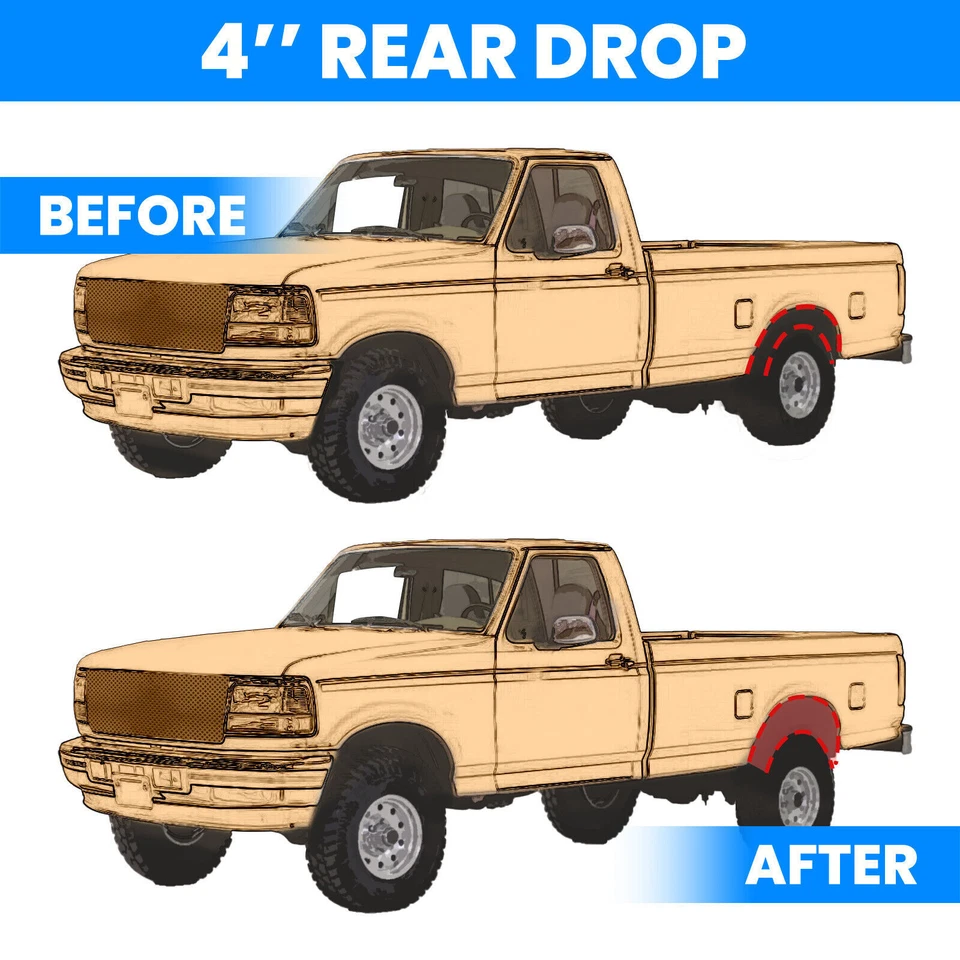 Kit de 4" para Ford F150 F100 1973-1996 grilletes bajantes nivelación perchas Foto 4 de 4