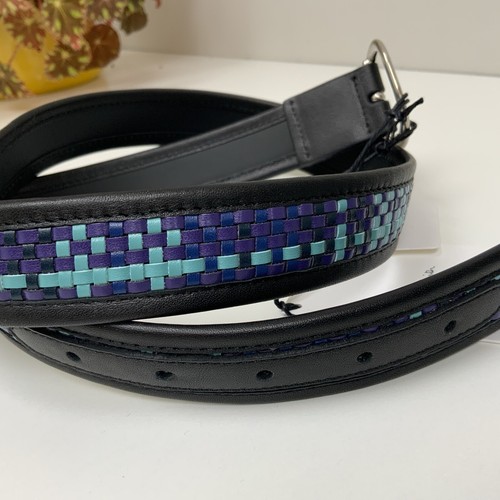 Designer Paul Smith Black Blue Woven Leather Belt Size 34” BNWT RRP £135 - Picture 8 of 9
