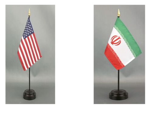 Hecho en los EE. UU.- 1 American & 1 Country Rayon 4""x6"" Bandera de escritorio de oficina y 2 soportes - Imagen 96 de 217