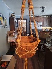 Macrame Plant Hanger 54 Inch Vintage Style 6 ply NATURAL JUTE for a Wide Pot