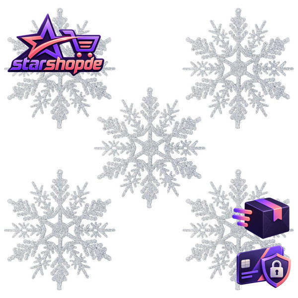 Schneeflocken Weihnachtsdeko Glitzer FüR Weihnachtsbaum 24 StüCk Silber-image