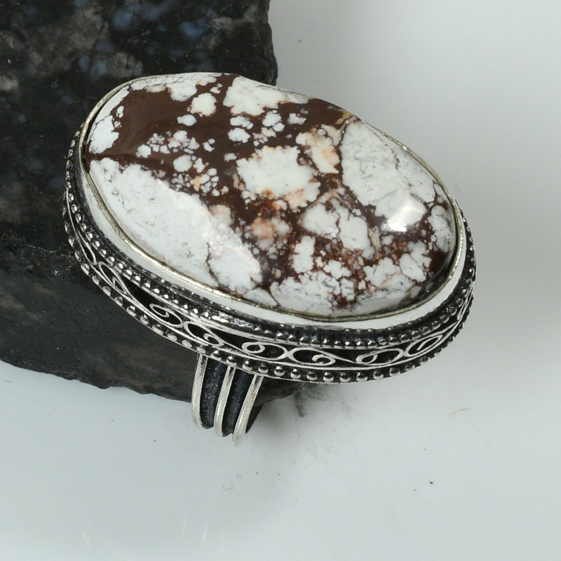 Wild Horse Jasper Gemstone Ethnic Antique Design Ring Jewelry US Size-9 AR 61567