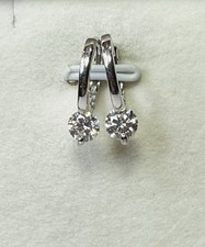 925 Sterling Silver 1 CTW 1 Prong Setting Moissanite Hoop Huggies Earrings