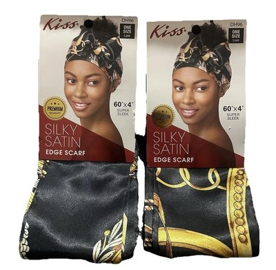 KISS Silky Satin Edge Scarf Bundle 2pc 60x4 Hair Wrap Head Scarf Super Sleek