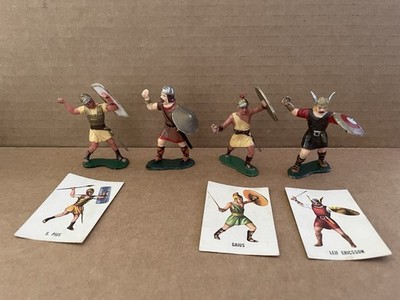 Vintage MARX Warrior of World Figures / Cards 7pcs VIKINGS