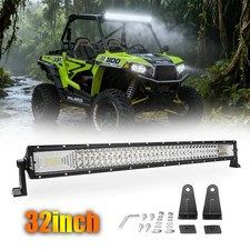 32 Inch Led Light Bar Tri Row Spot Flood Combo Truck Offroad 4wd Atv Suv Light