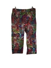 Vintage 90s Streetwear Pants Womens Medium Rainbow Paisley Baggy Crop Cargo