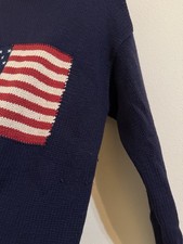 Ralph Lauren Country Cashmere American Flag Sweater USA Knit Turtleneck Navy M