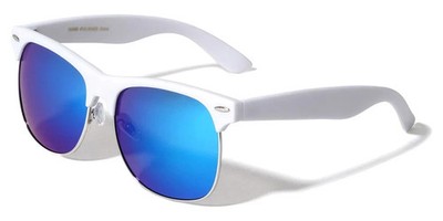 Polarized White Frame Blue/Purple Multicolor Mirrored Polarized Lens Sunglasses