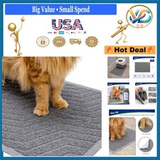 Kitty PVC Cat Litter Mat Water Resistant Non Slip Grey 35x23