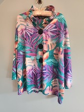 Mango Tango X-Large Women's Floral Over shirt With Oversized Buttons Tunic