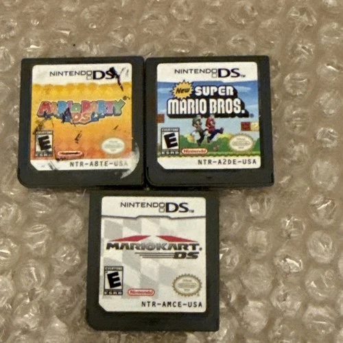 3 Nintendo DS Games Lot - New Super Mario Bros, Mariokart, Mario Party Authentic