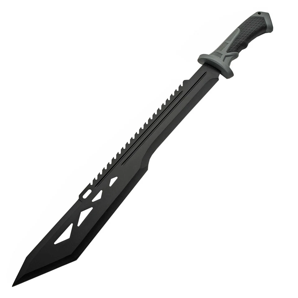 Machete macho negro MA 25" con mango de PP y goma, columna vertebral Sawback, resistente Foto 3 de 4