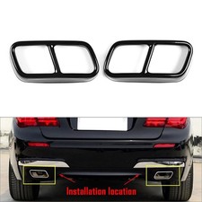Black Tail Muffler Exhaust Pipe Output Cover Trim For BMW F01 7 Series 2009-2014