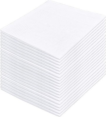 DHOOZ 20 Pcs Cotton Handkerchiefs, White Men's Handkerchiefs & Pocket Squares...