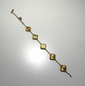 Authentic BROKEN 18k GP Clover Gold Plated Metal Bracelet Chain Flower Four Leaf READ 8"
