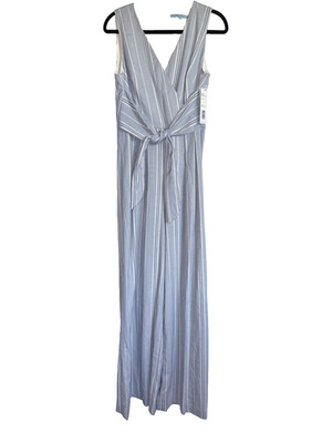 Antonio Melani Trina Stripe Jumpsuit Sz 6 Blue & White Sleeveless Belted