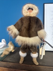 Inuit Seal Hunter Doll With Real Fur
