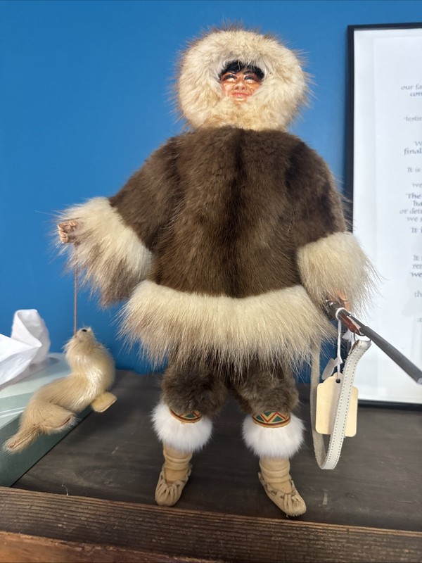 Inuit Seal Hunter Doll With Real Fur