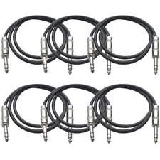 SATRX-3 6 Pack Black 3 Foot TRS Patch Cables