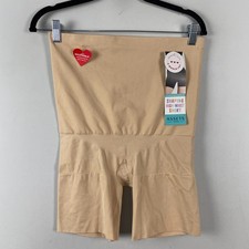 Spanx Assets High Waist Shorts Pull On 2X Beige Mid-thigh Shaper Stretch