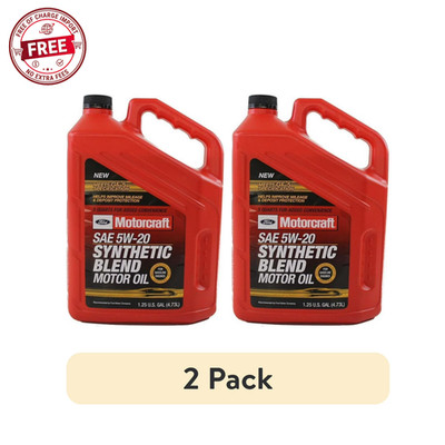 2 Pack Motorcraft Synthetic Blend Motor Oil 5W-20, 5-Quart Jug, XO-5W20-5QSPW