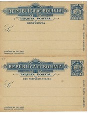 Bolivia 1894 Postal Stationery Reply Postcard HG P7 Unused Postal Stationery Postcard