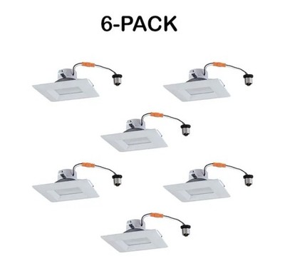 6 Pack Maximus  6'' 650 Lumen Soft White Round Dimmable LED Recessed Downlight
