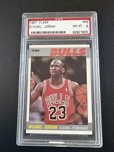 1987 Fleer Basketball #59 Michael Jordan Chicago Bulls HOF PSA 8 NM-MT