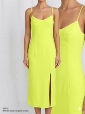 a new day yellow solid sheath midi dress sweetheart knit stretch spaghetti xs