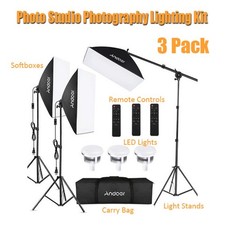 3 Pack Softbox Light Stand Photo Studio Photography Continuous Lighting Kit KRCC
