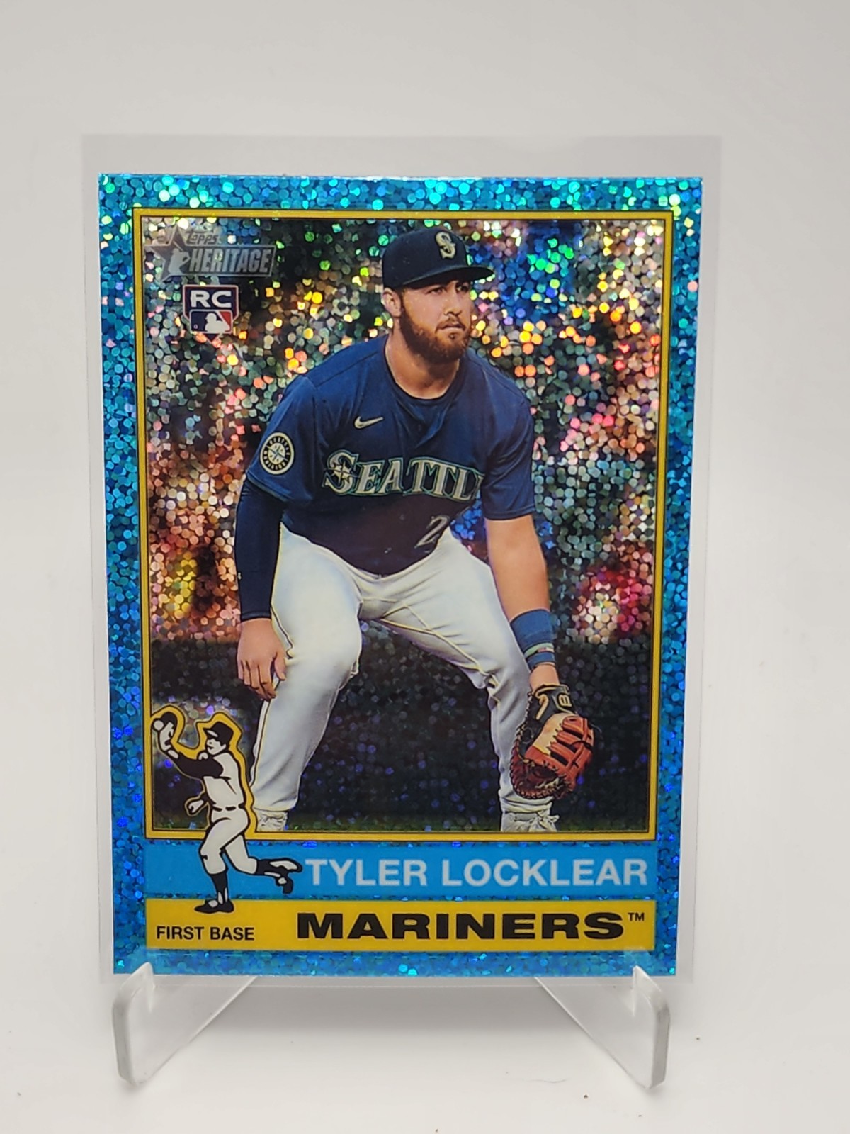 2025 Topps Heritage #447 Tyler Locklear (RC) Chrome Light Blue Sparkle SP