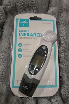 MEDLINE Talking Infrared Thermometer Speaks Results Color Coded Fever Alarm NIP!