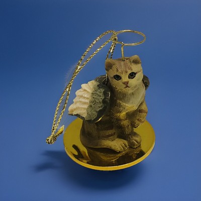 Red Tabby Cat ANGEL Tiny One Ornament Figurine Statue Ornament
