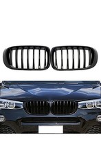 Gloss Black Front Kidney Grilles Dual Slats For BMW X3 F25 X4 F26 SUV 2014-2017