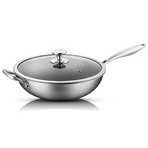 316 Stainless Steel Non Stick Honeycomb Cooking Frying Wok Pan with Lid
Opens in a new window or tab