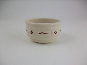 1 Longaberger Pottery Woven Traditions TRADITIONAL RED Custard Cup/Ramekin Bowl