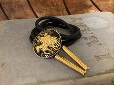 Vintage Toledo Spain Damascene  Conquistador Crusades Bolo Tie Mid Century Mod 