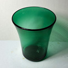 Green Glass Tumbler Drinking Glass Curved Inward Round Solid 5 in Tall — photo 1