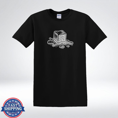 Melting Ice Cube Minimalist Line Art Graphic T-Shirt