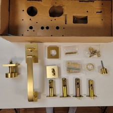 Emtek Handleset Satin Brass 4820ROUUS4 Baden Round Knob Entry Single Cylinder