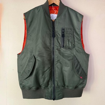 Avirex MA-1 Reversible Vest Side Vent Zipper M Nylon Polyester Used