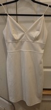 Express White Solid Mini Slip Dress XS V-Neck Spaghetti Straps Zip Closure