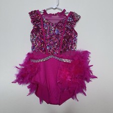 Weissman Dance Costume Size Child Medium Style 14952 Pink Feathers