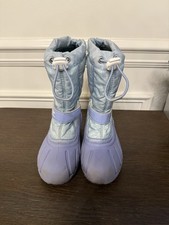 Sorel Disney Frozen Elsa Girls Snow Boots Light Blue Purple US 1 Flat Heel