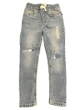Oshkosh Skinny Denim Jeans Boys 5/5A Light Wash Pull On Design Patch Distressed