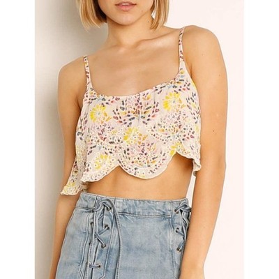 Intimately Free People So Much Fun Cropped Top Eyelet Embroidered Print S #2427