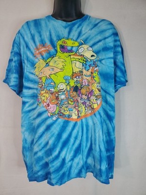 Nickelodeon Rug Rats Sponge Bob Reptar Catdog T-shirt Tie Dye Men's Size Large