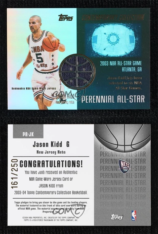2003 Topps Contemporary Collection Perennial All-Star Relics 161/250 Jason Kidd - Image 3 of 3