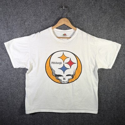 Vintage Grateful Dead Shirt Mens Large White 90s USA Pittsburgh Steelers Band